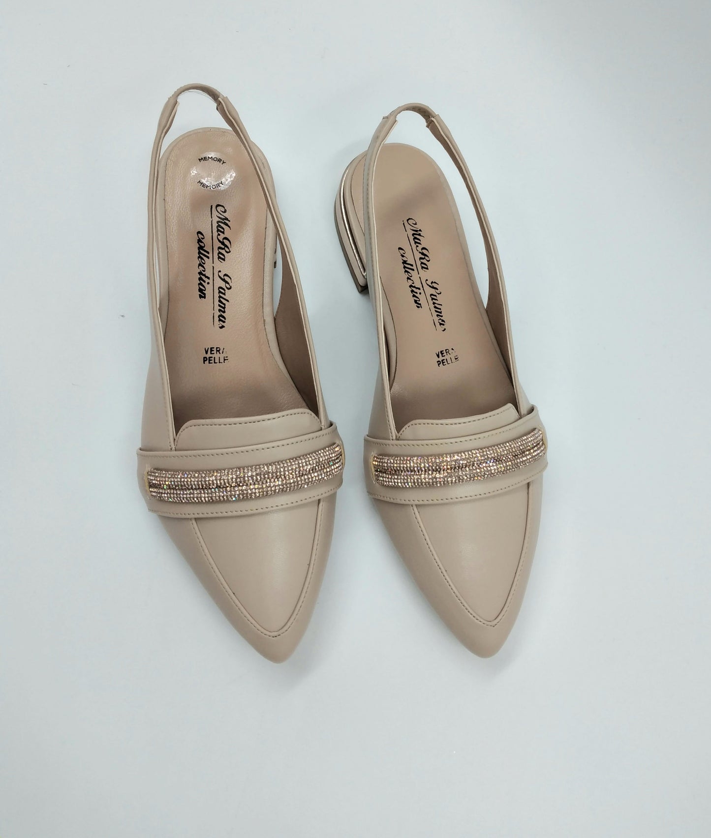 DECOLLETE' MARA PALMAS SLINGBACK NUDE APPLICAZIONE STRASS