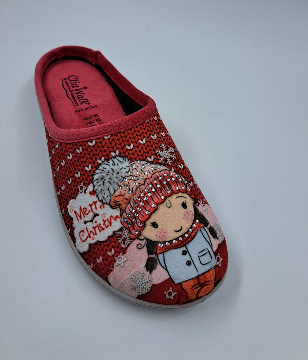 Porta Pantofole in Tessuto Rosso con 6 Paia di Pantofole - H 50 cm - Il  Villaggio di Babbo Natale