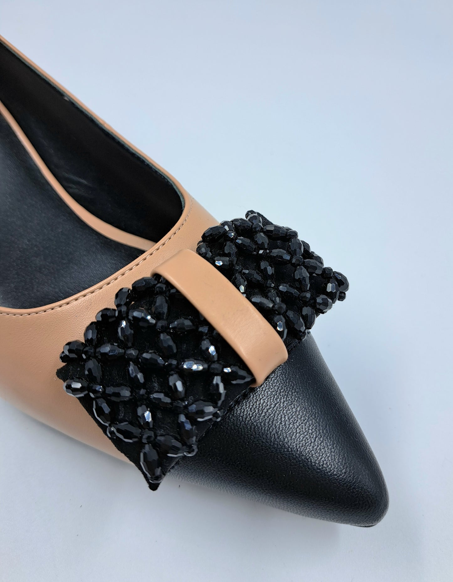 BALLERINE PELLE BICOLOR APPLICAZIONE FIOCCO