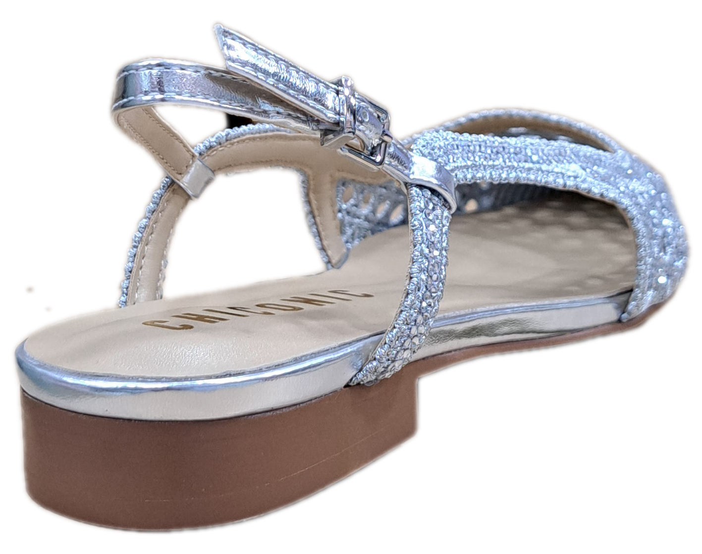 DECOLLETE' TRAFORATO SLINGBACK UMA PARKER STRASS CHICONIC SILVER