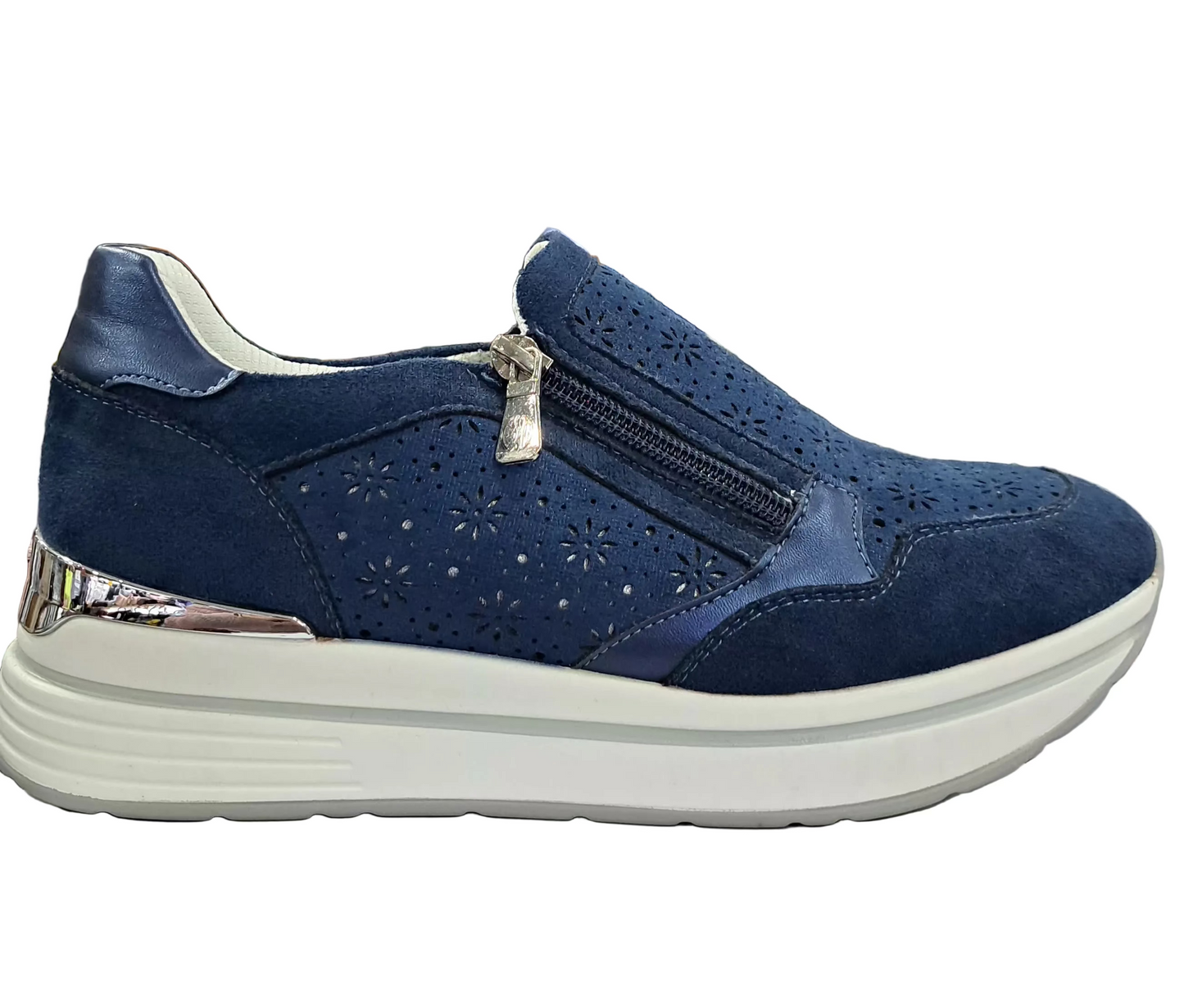 SNEAKERS INBLU MORBIDA BLU TRAFORATA ZIP