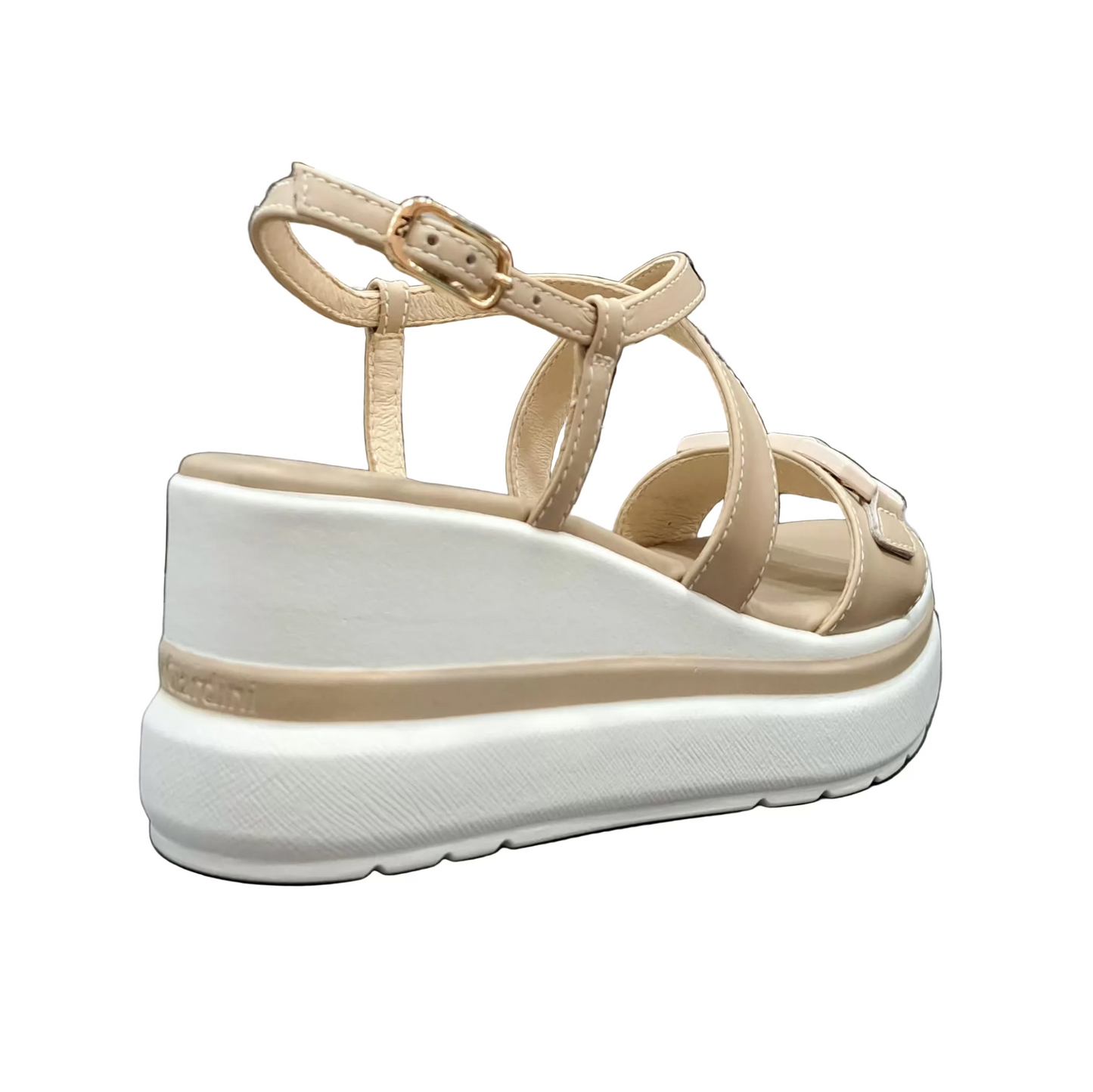 SANDALI ZEPPA NEROGIARDINI PELLE BEIGE