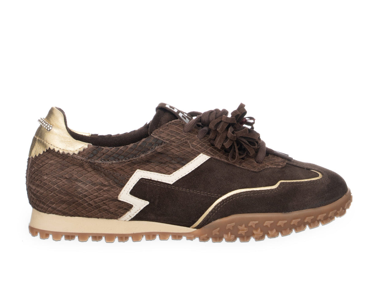 SNEAKERS PELLE GIO+ EFFETTO PITONATO MARRONE