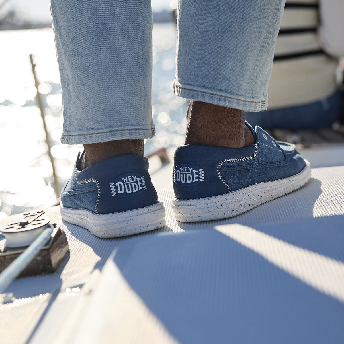 MOCASSINI WALLY CRU STRETCH CANVAS BLU