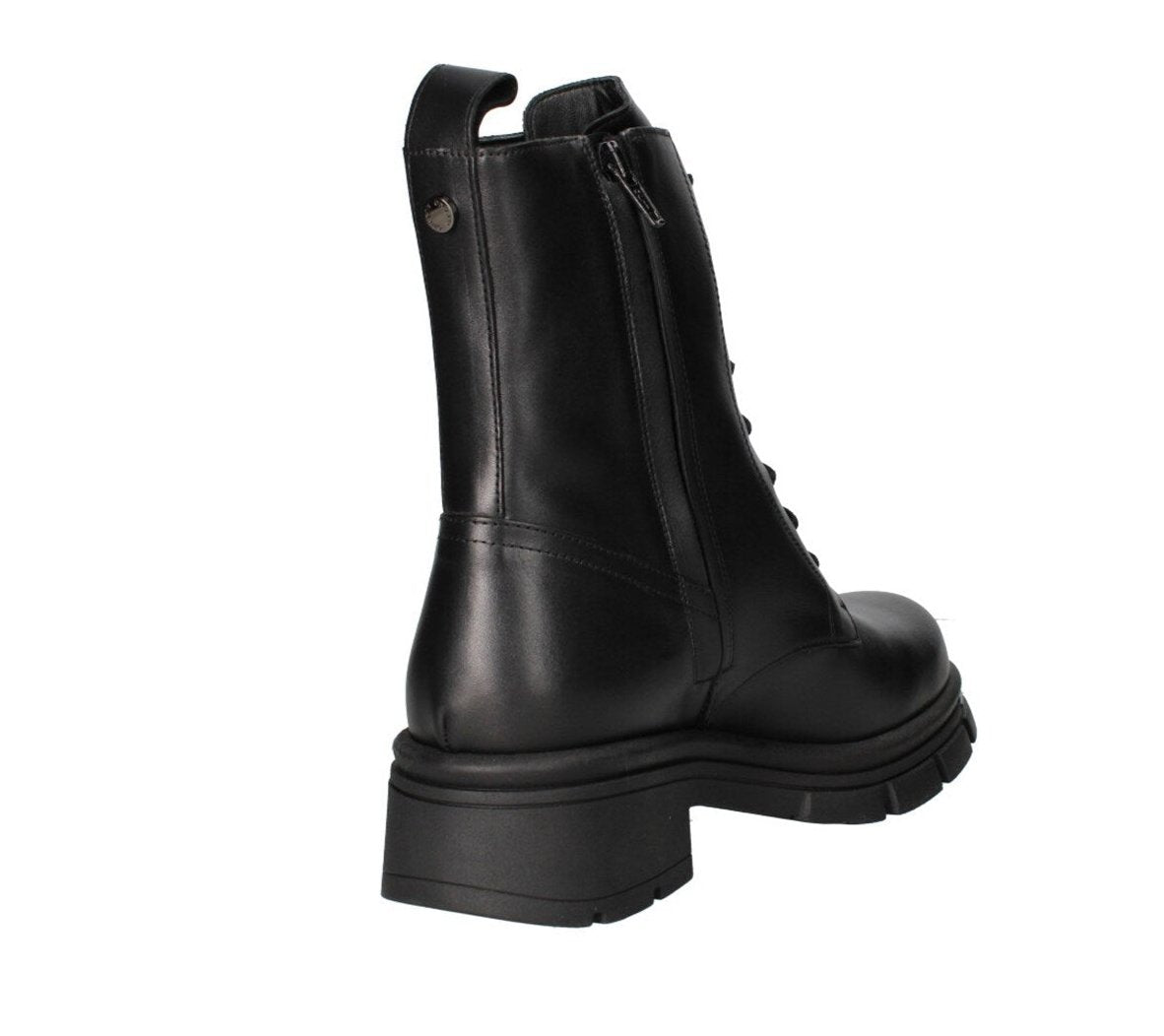 ANFIBI PELLE NERA ZIP DECORATIVA