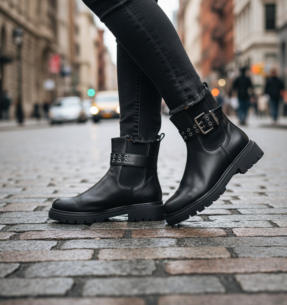 STIVALETTI BEATLES FIBBIA DECORATIVA MARCO TOZZI NERO