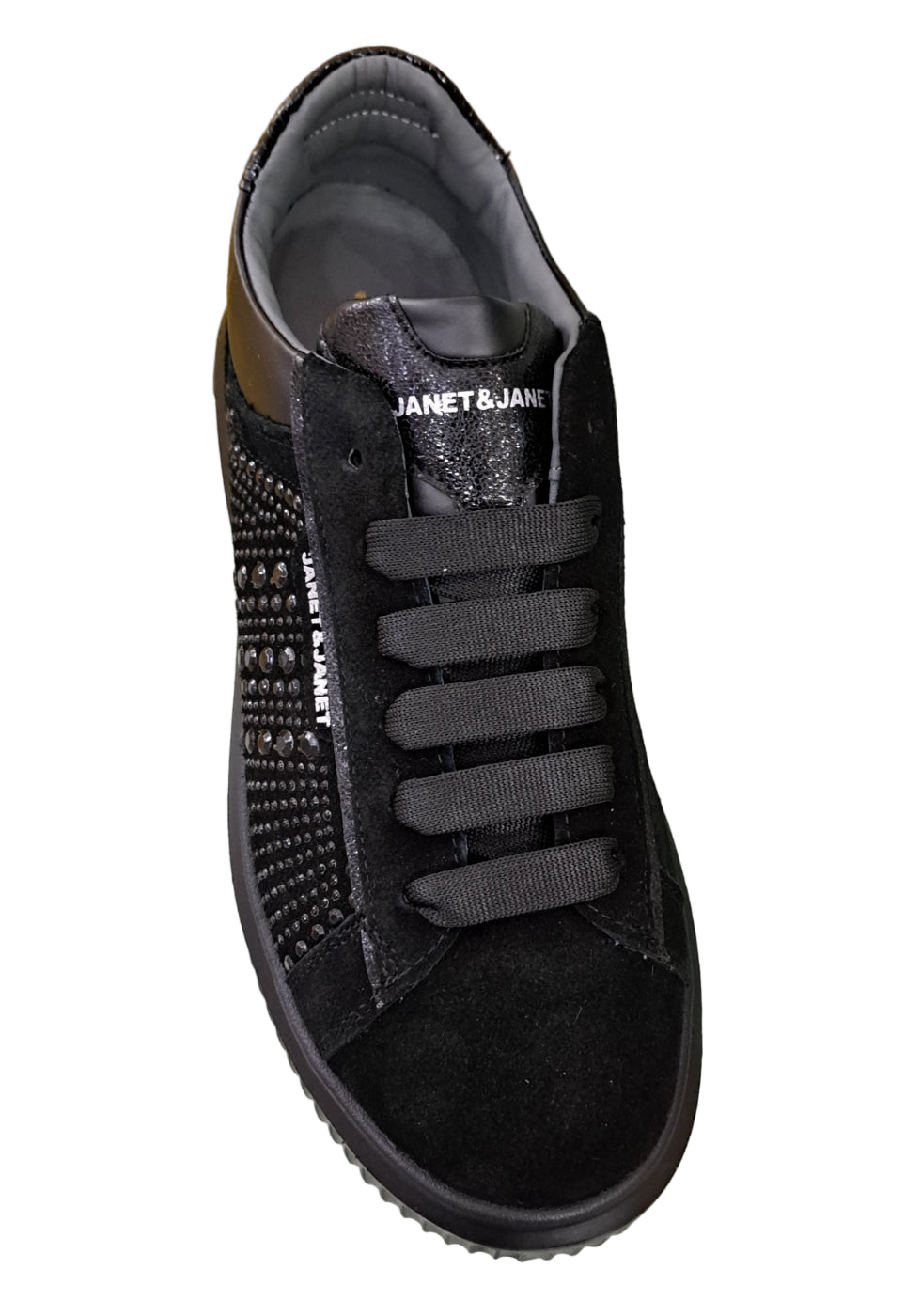 SNEAKERS IN PELLE SCAMOSCIATA JANET&JANET MICROSTRASS NERA