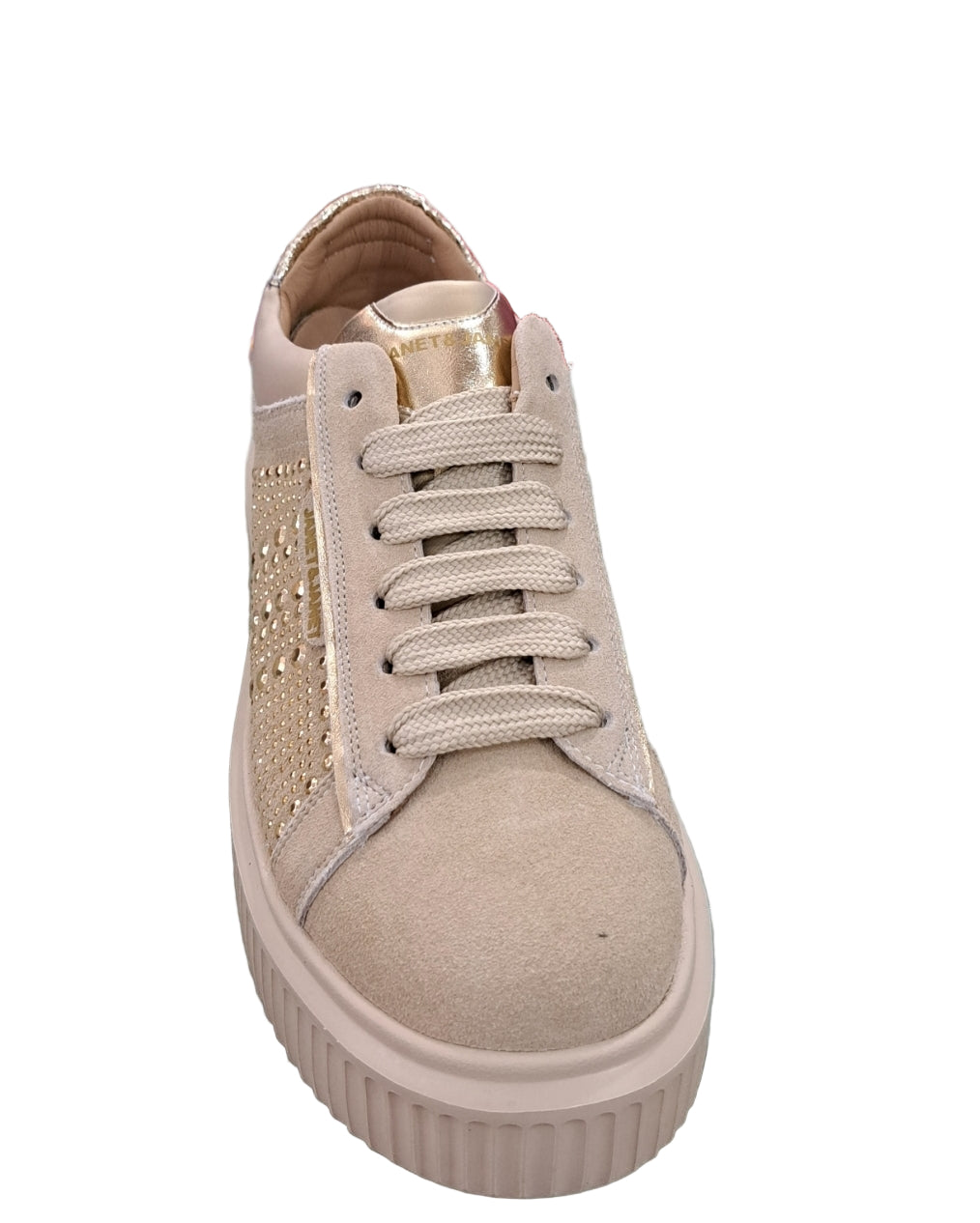 SNEAKERS IN PELLE SCAMOSCIATA JANET&JANET MICROSTRASS BEIGE