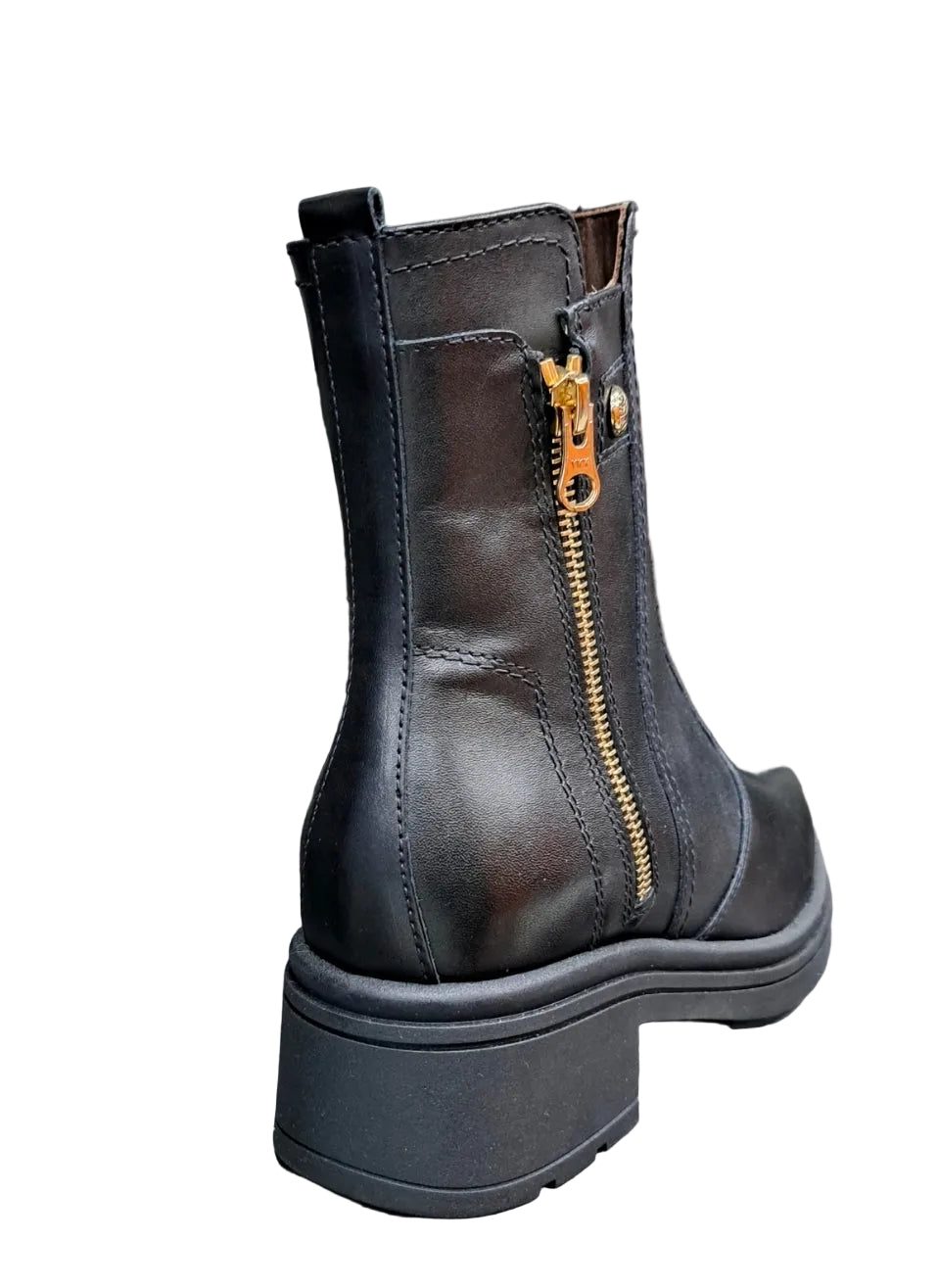 STIVALETTI PELLE NEROGIARDINI NERO ZIP GOLD