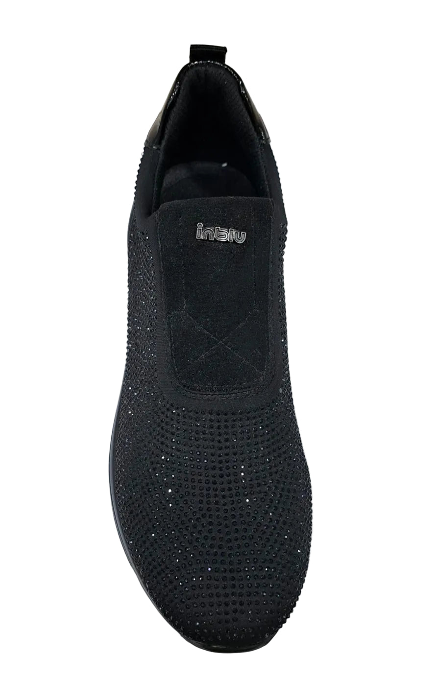 SNEAKERS ELASTICIZZATA STRASS INBLU NERA