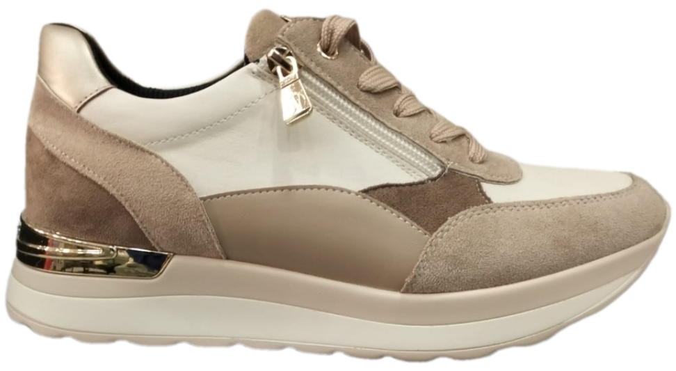 SNEAKERS INBLU ZIP BEIGE E PANNA