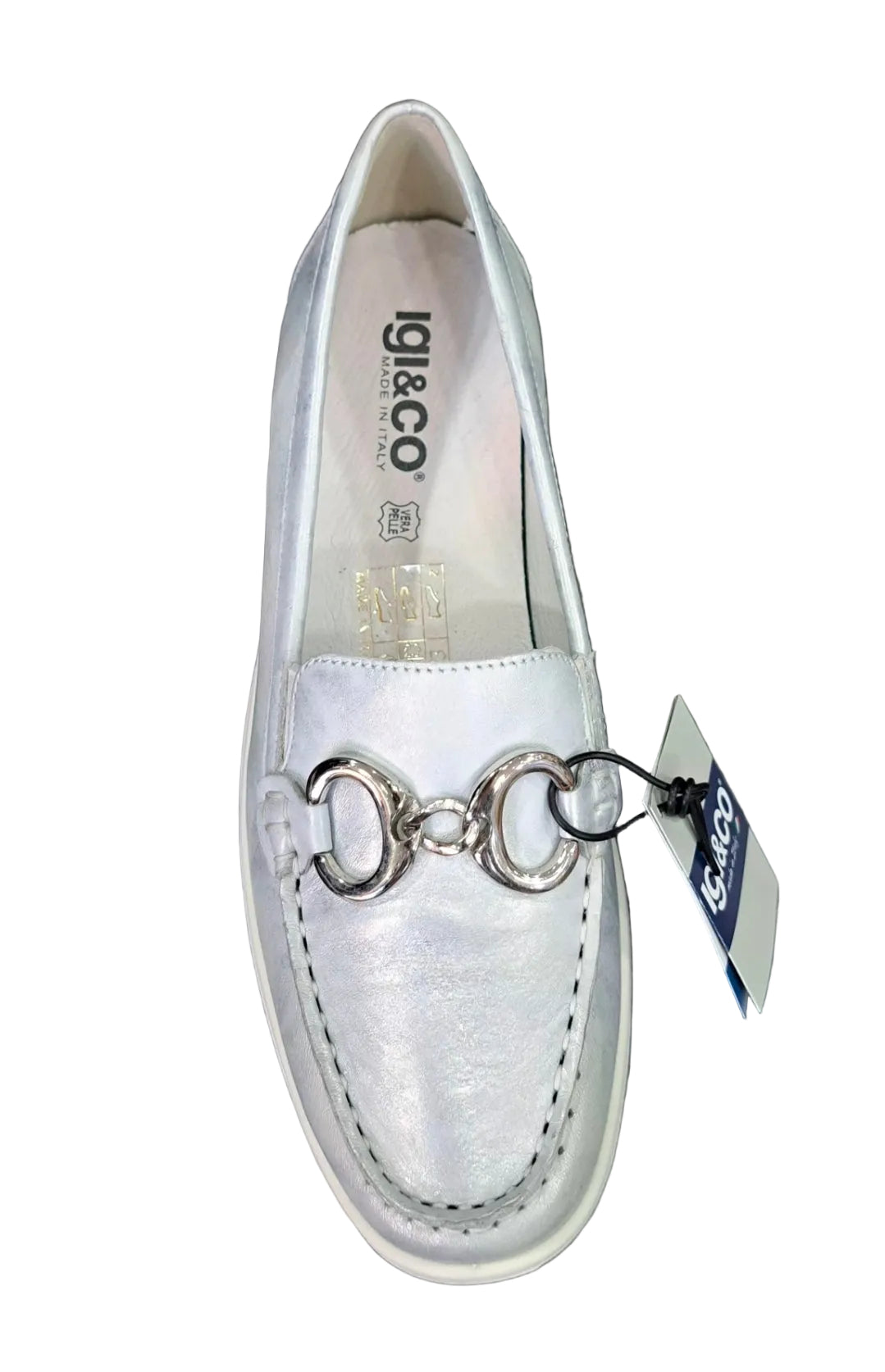 MOCASSINI PELLE LAMINATA IGI&CO ARGENTO