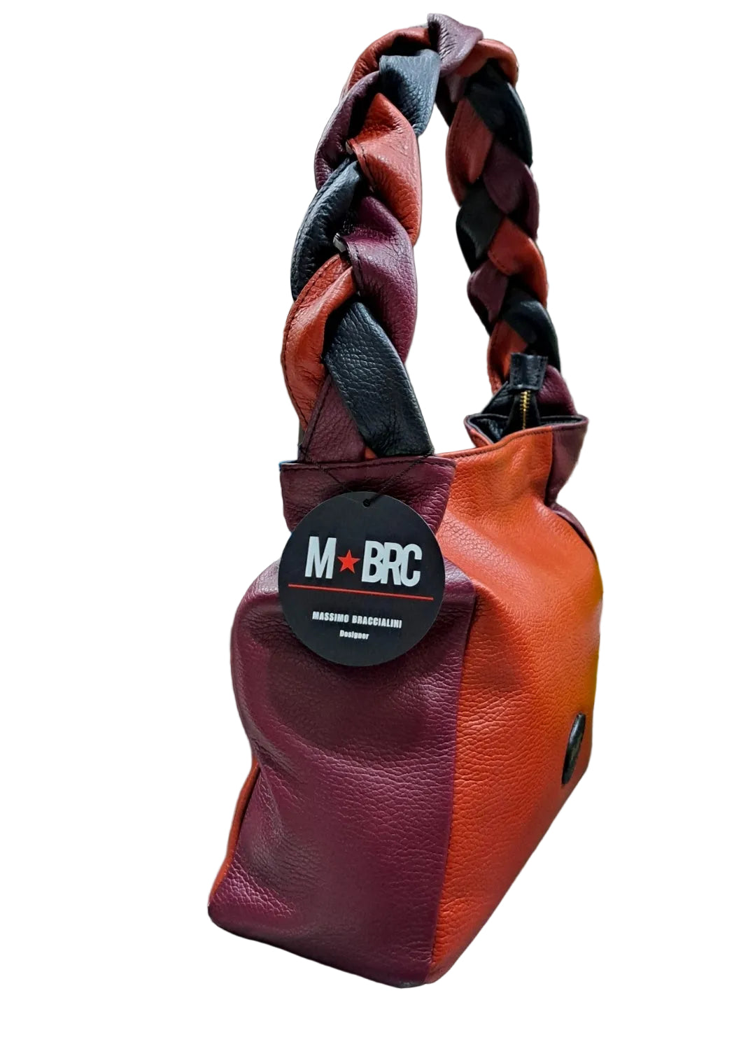 BORSE A SPALLA TRECCIA M*BRC BY MASSIMO BRACCIALINI PELLE ARANCIO GRANDE