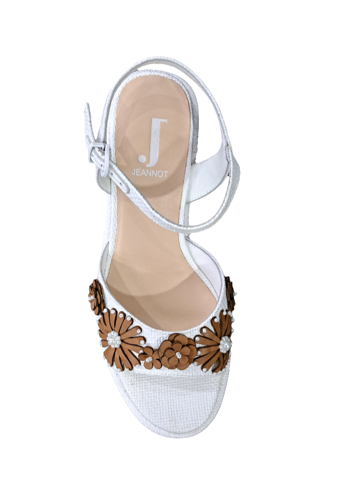 SANDALI RAFIA BIANCA JEANNOT APPLICAZIONE FIORI