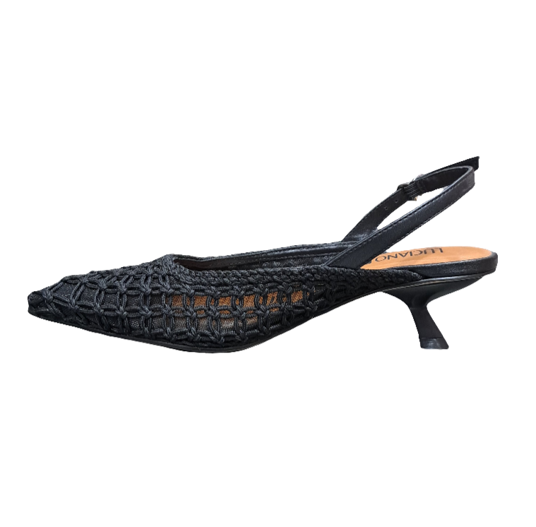 SANDALI SLINGBACK TESSUTO INTRECCIATO NERO