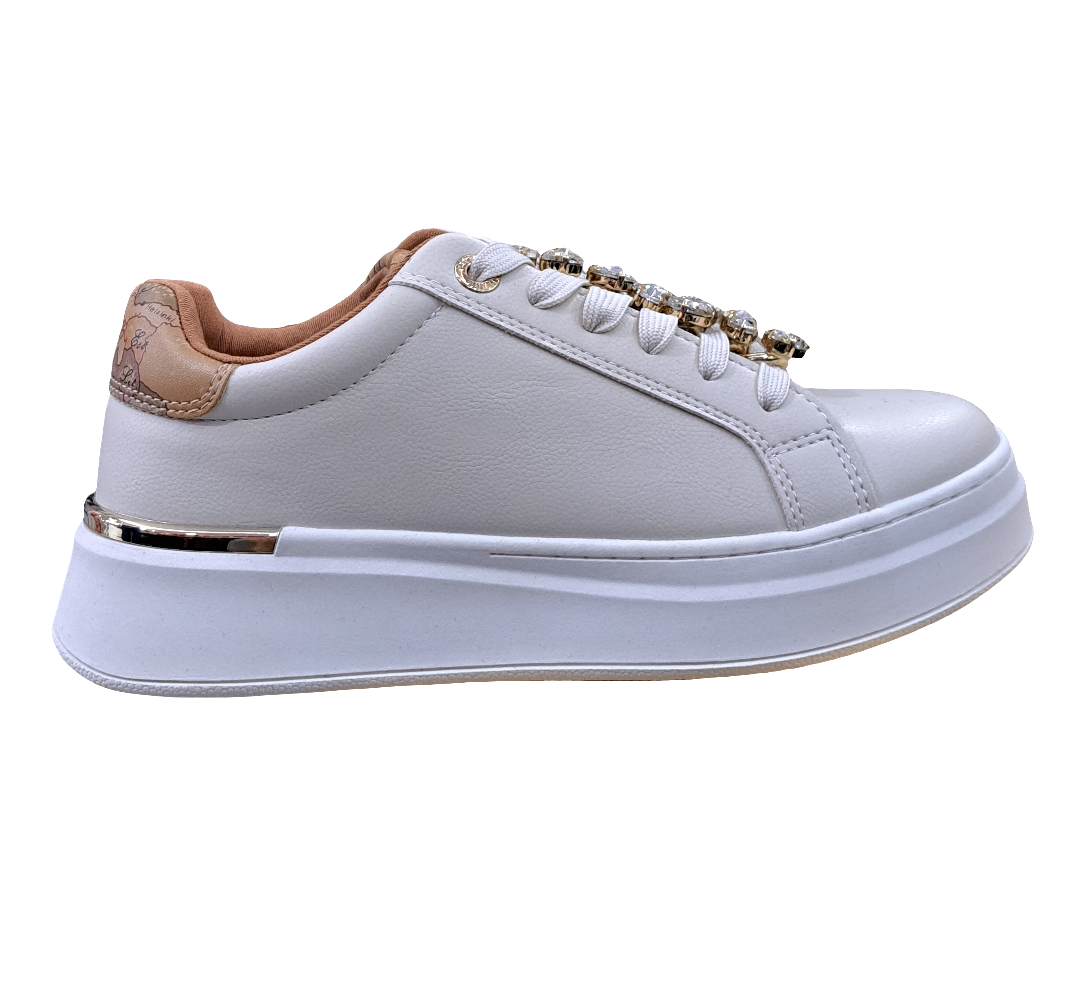 SNEAKERS STRASS DECORATIVI ALVIERO MARTINI PANNA