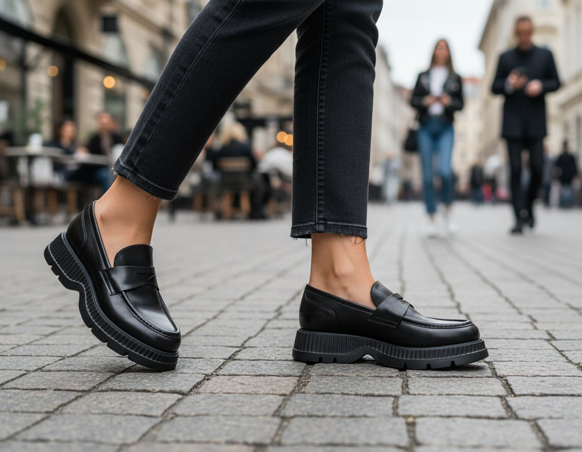 MOCASSINI CINDY CLAM PELLE NERA