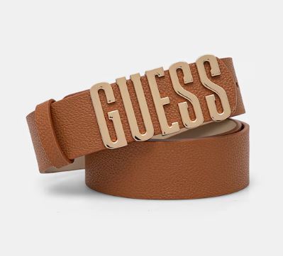 CINTURE GUESS MERIDIAN LOGO LETTERING CUOIO