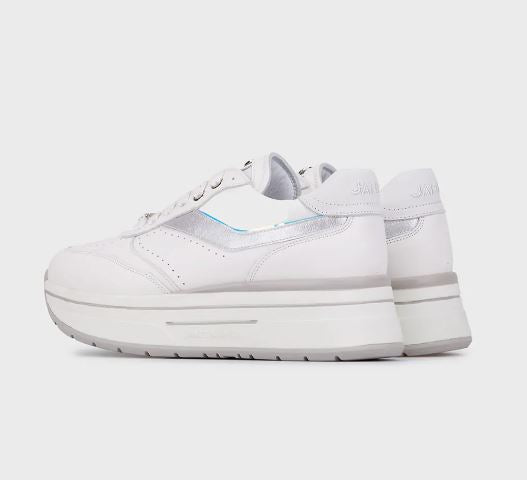 JANET&JANET SNEAKERS BIANCO DETTAGLI ARGENTO