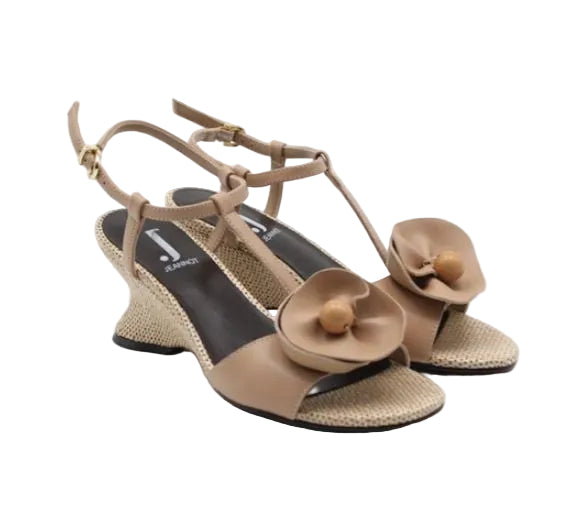 SANDALI RAFFIA JEANNOT FIORE SABBIA
