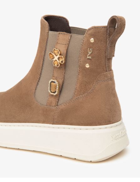 STIVALETTI PELLE SCAMOSCIATA NEROGIARDINI ARGILLA