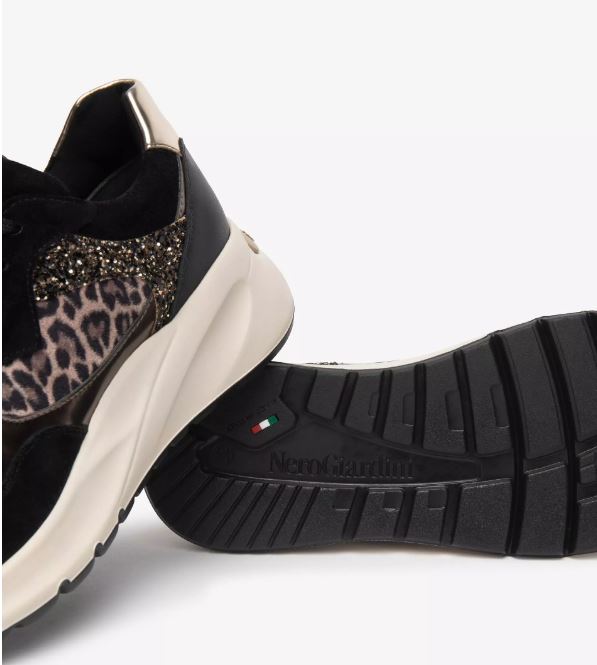 SNEAKERS GLITTER SUEDE NEROGIARDINI NERA