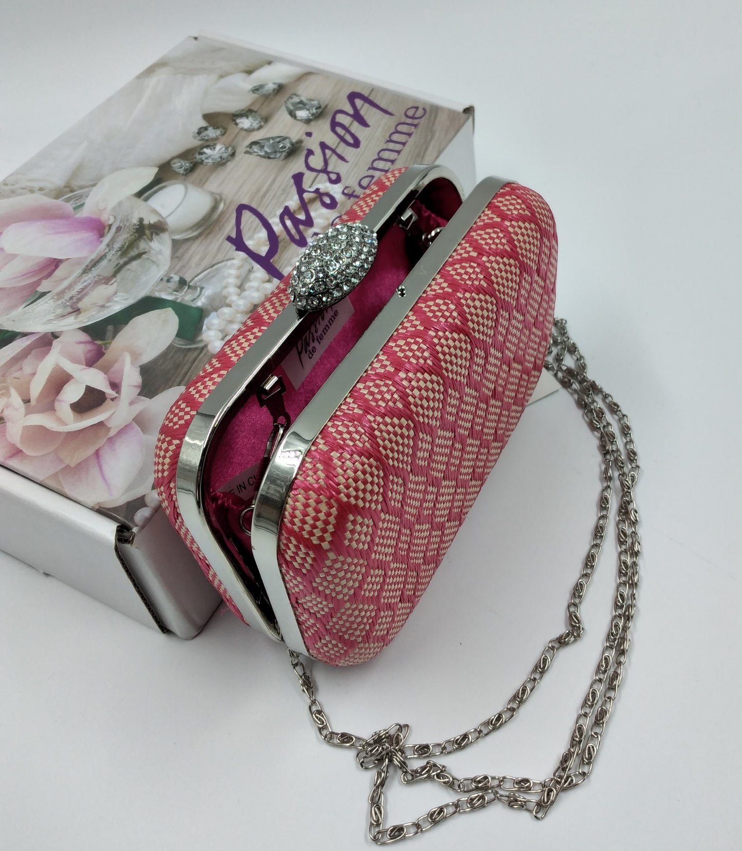 POCHETTE ROMBI RAFIA