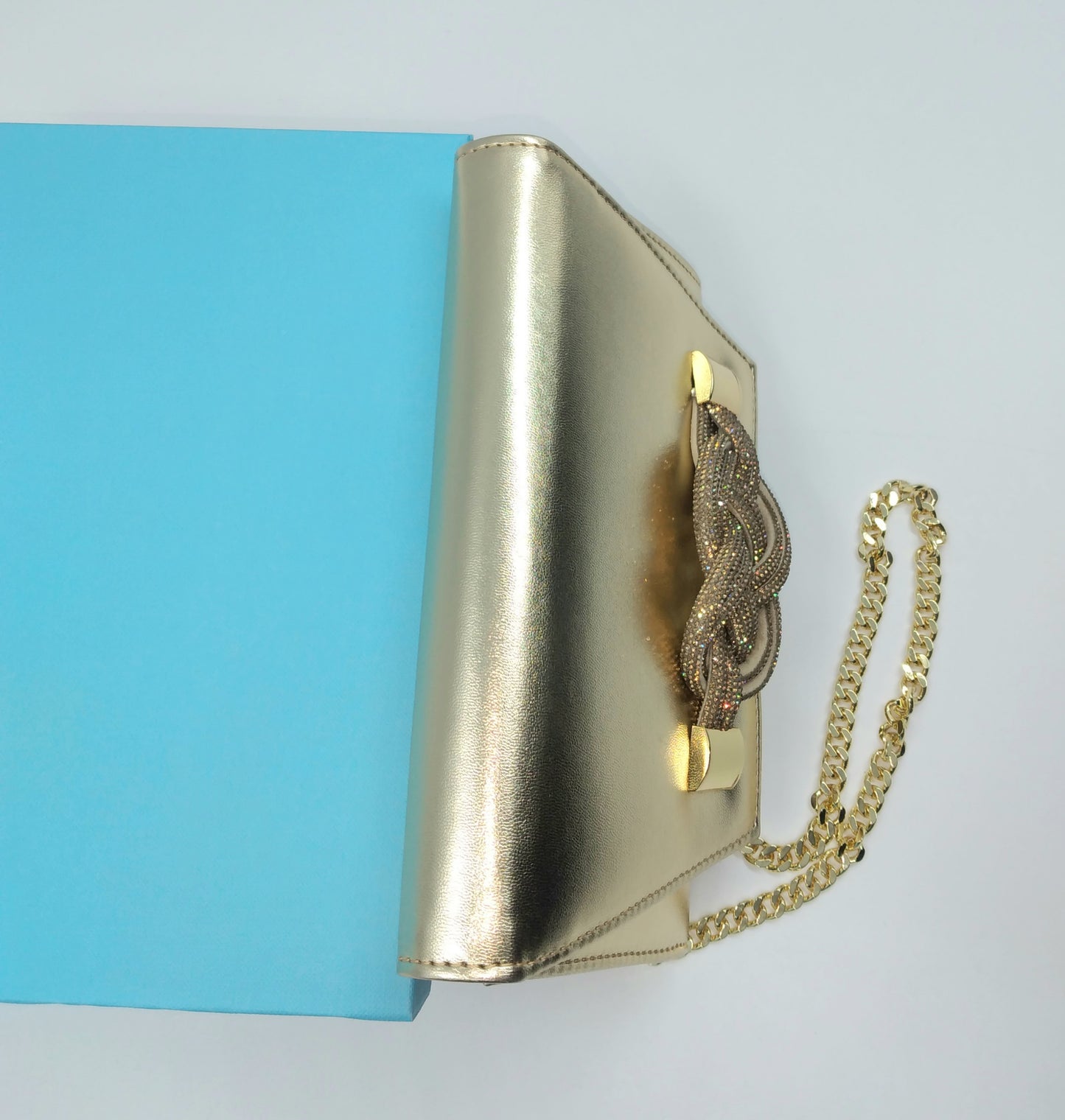 POCHETTE PLATINO APPLICAZIONE STRASS NODO