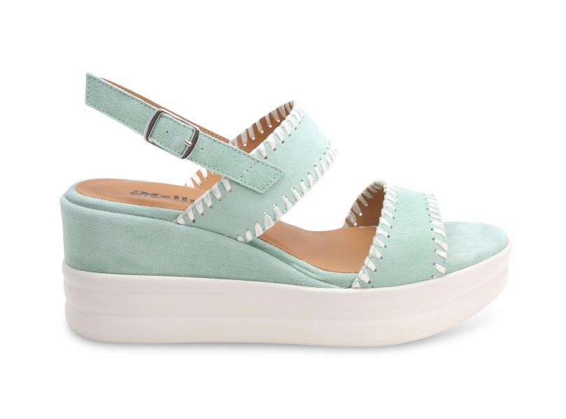 SANDALI NAXOS CAMOSCIO CON ZEPPA VERDE MENTA – CITRO CALZATURE