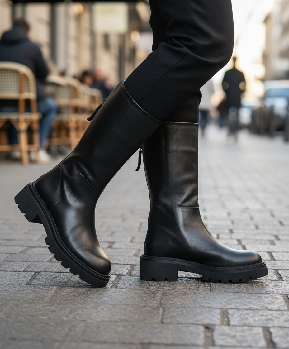 STIVALI PELLE ALBANO NERO ZIP