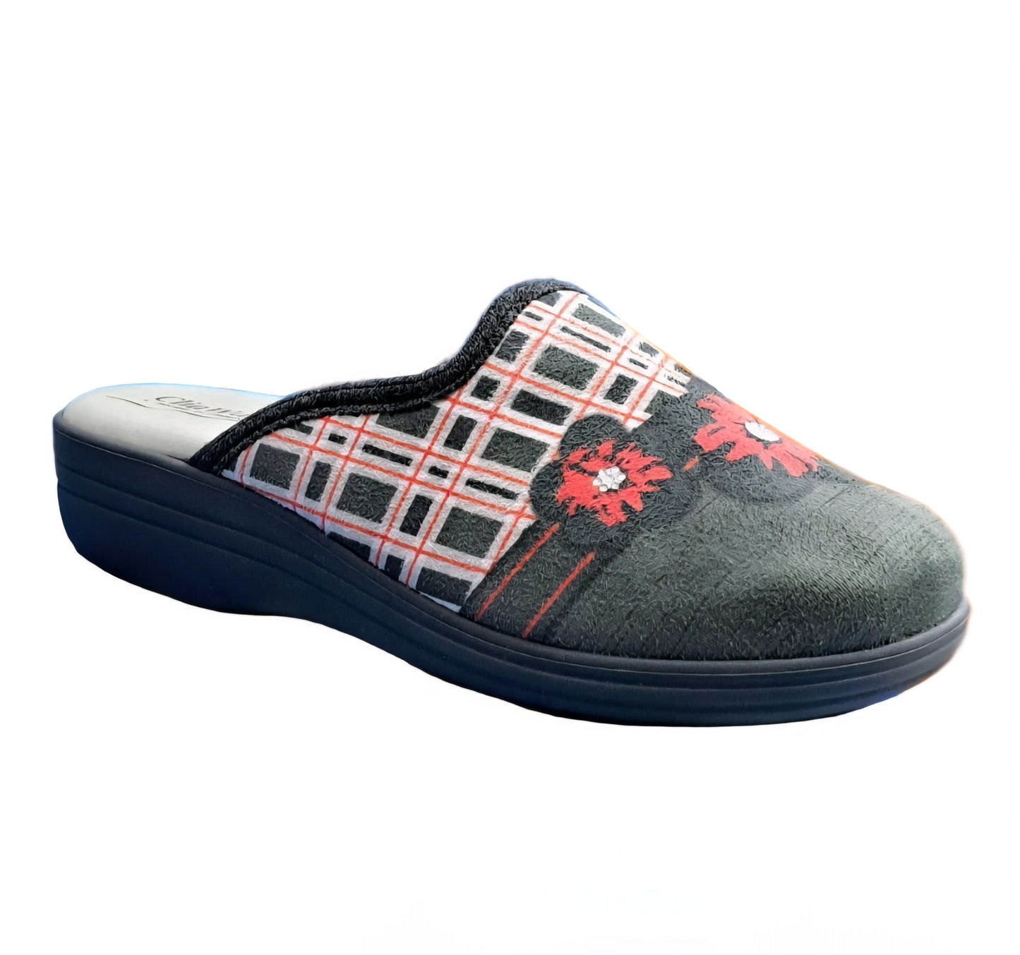 PANTOFOLE CLIAWALK FIORI ROSSI VERDE