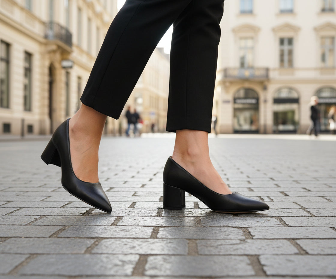 DECOLLETE' NERA TACCO QUADRATO