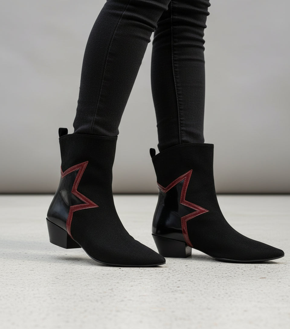 STIVALETTI TEXAN CAMOSCIO NERO