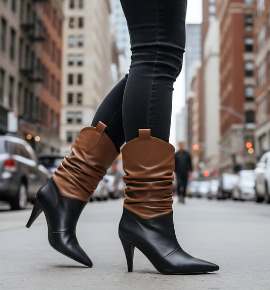 STIVALETTI PELLE MARC ELLIS  CUOIO E NERO