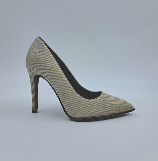 DECOLLETE TESSUTO PLATINO