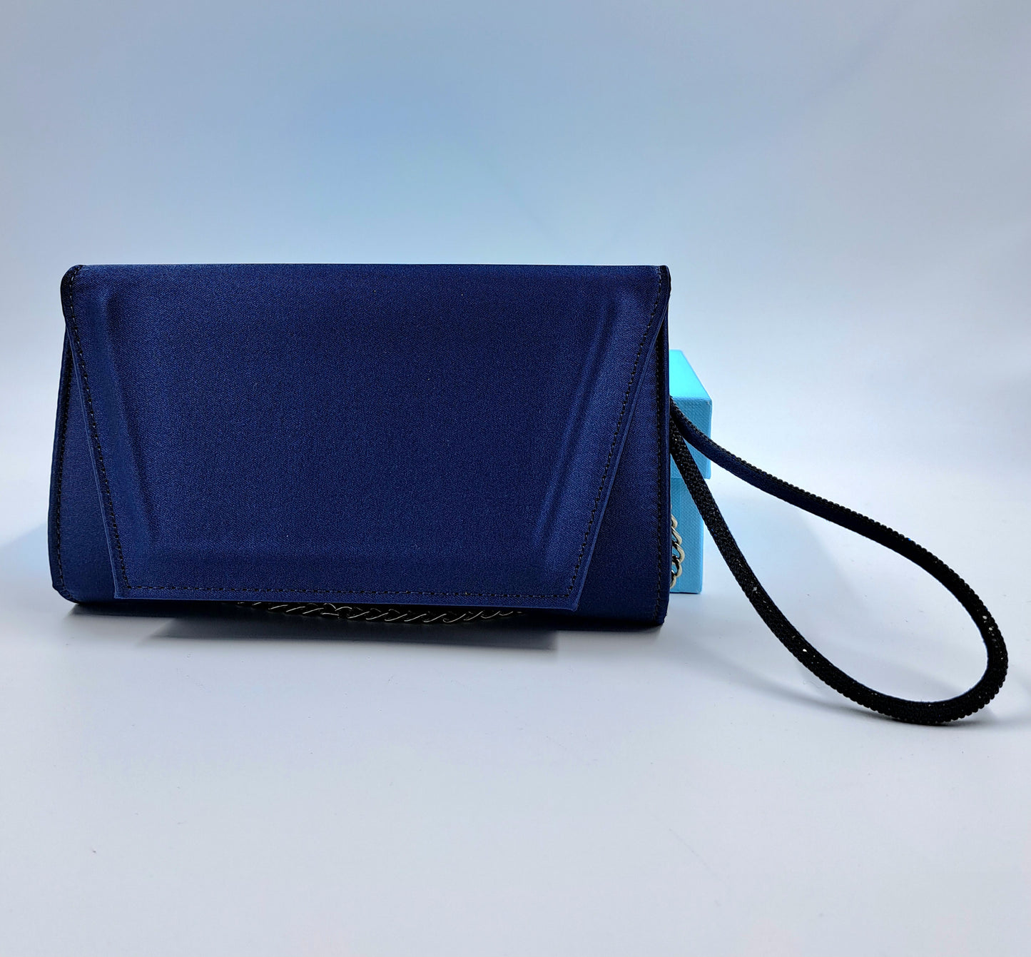 POCHETTE CON MANICO STRASS BLU