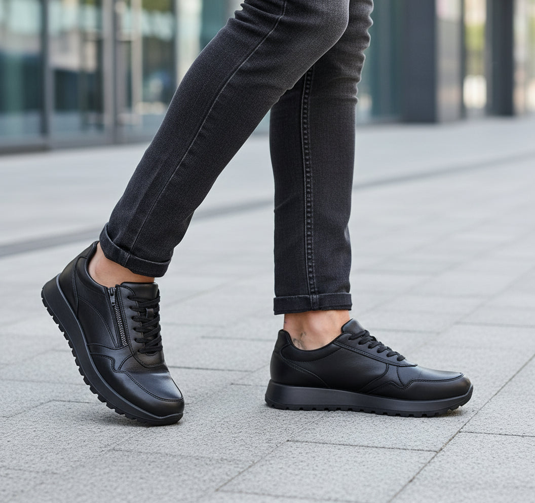 SNEAKERS PELLE NATURALE NERA