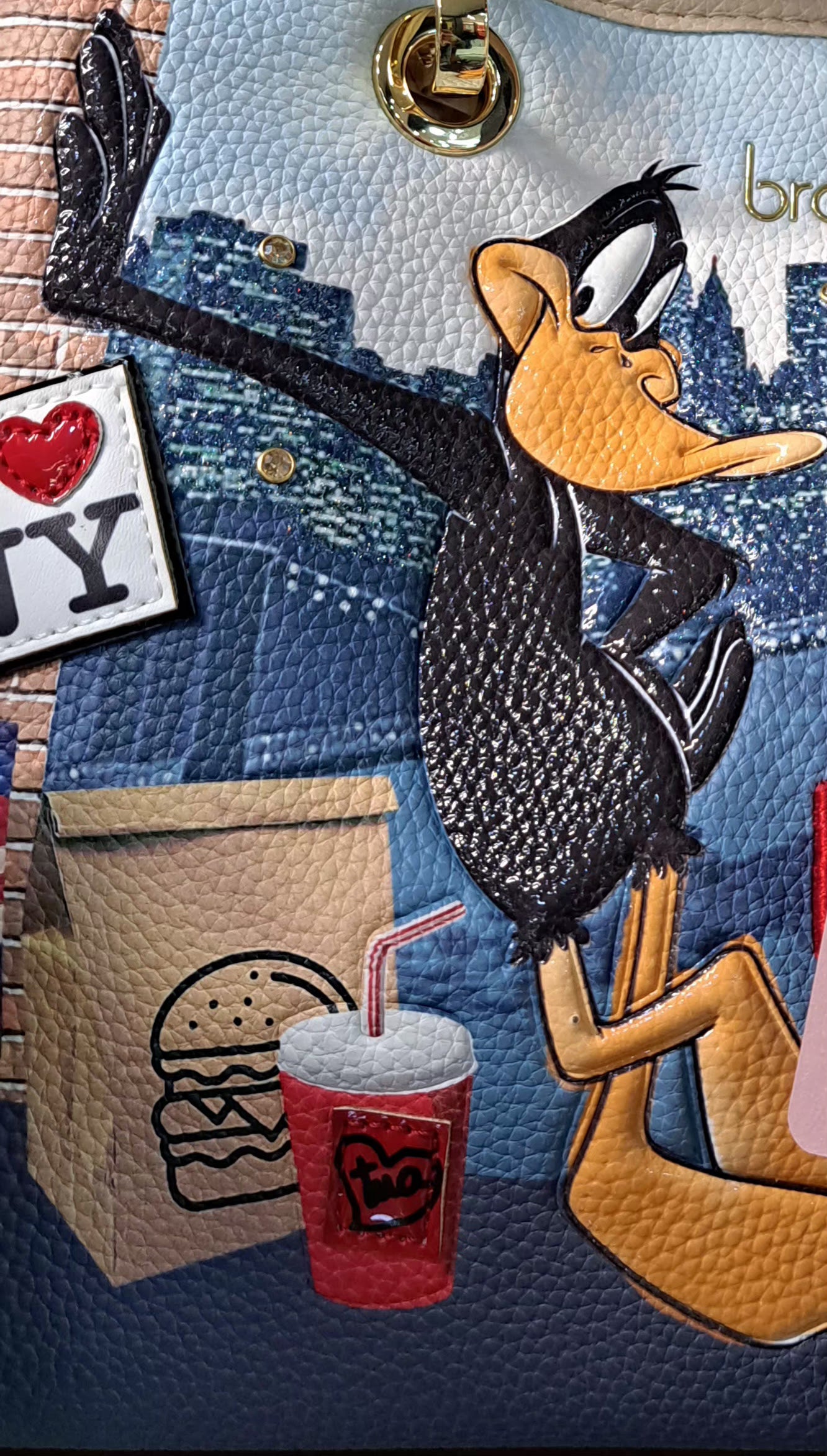 BORSE A MANO BRACCIALINI CARTOLINE LT LOONEY TUNES DUFFY DUCK NEW YORK