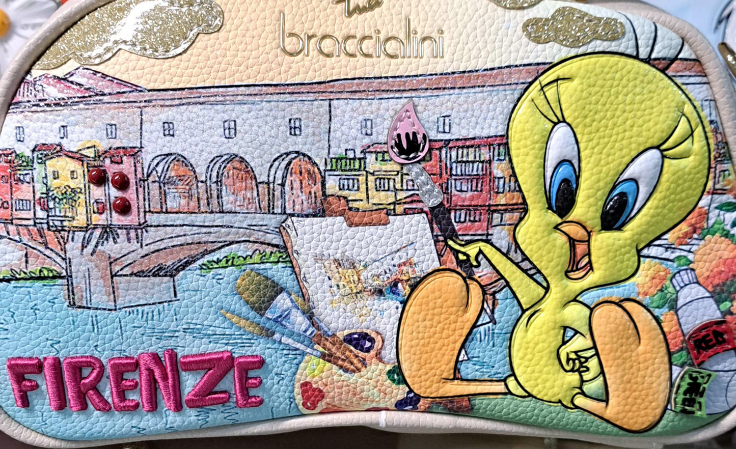 BORSE A MANO BRACCIALINI CARTOLINE LT LOONEY TUNES TITTI A FIRENZE PICCOLA
