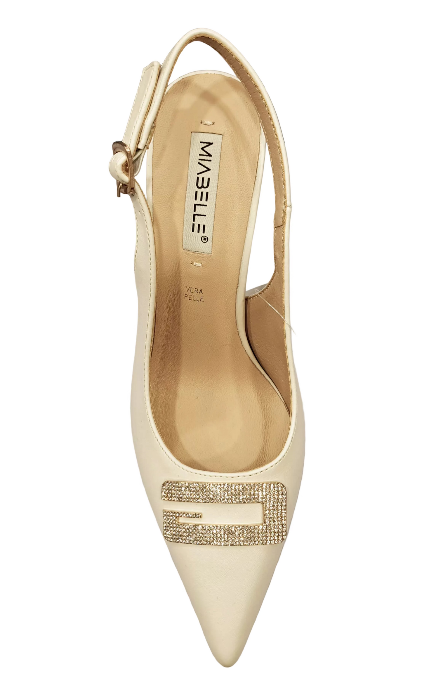 DECOLLETE' SLINGBACK MIABELLE PANNA CON APPLICAZIONE STRASS