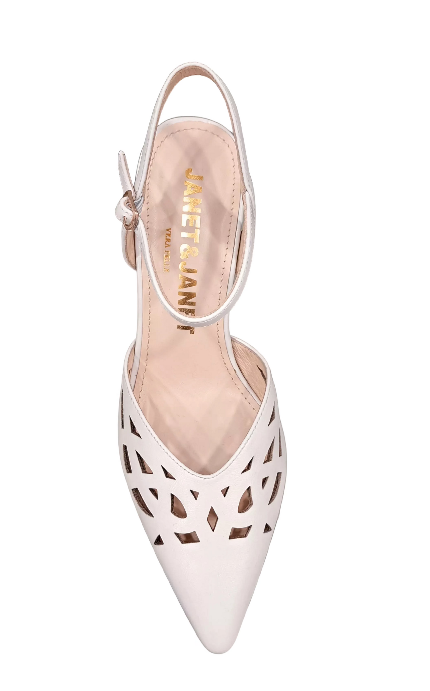 SANDALI SLINGBACK PELLE JANET&JANET TRAFORATO PANNA