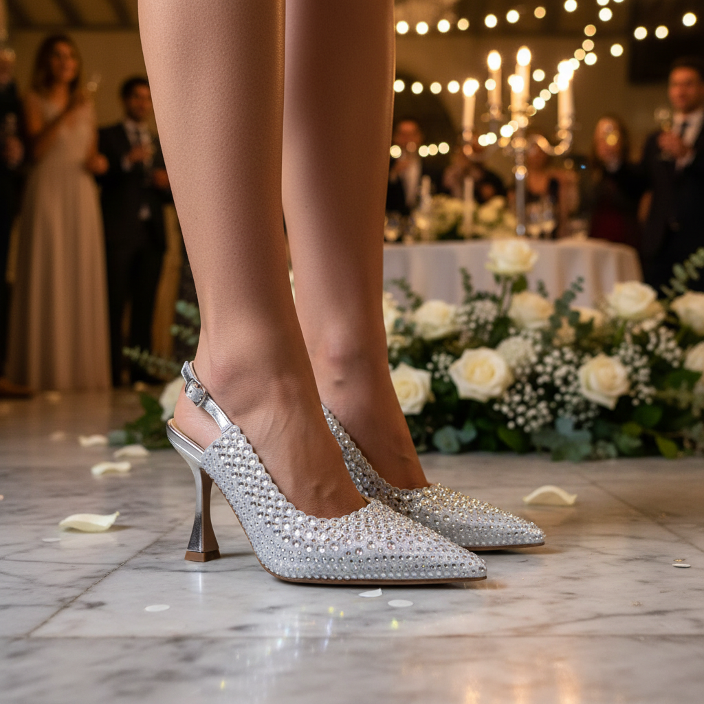 DECOLLETE' MIABELLE SLINGBACK STRASS ARGENTO