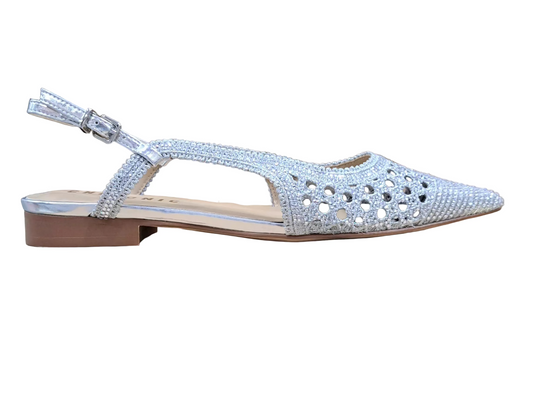 DECOLLETE' TRAFORATO SLINGBACK UMA PARKER STRASS CHICONIC SILVER