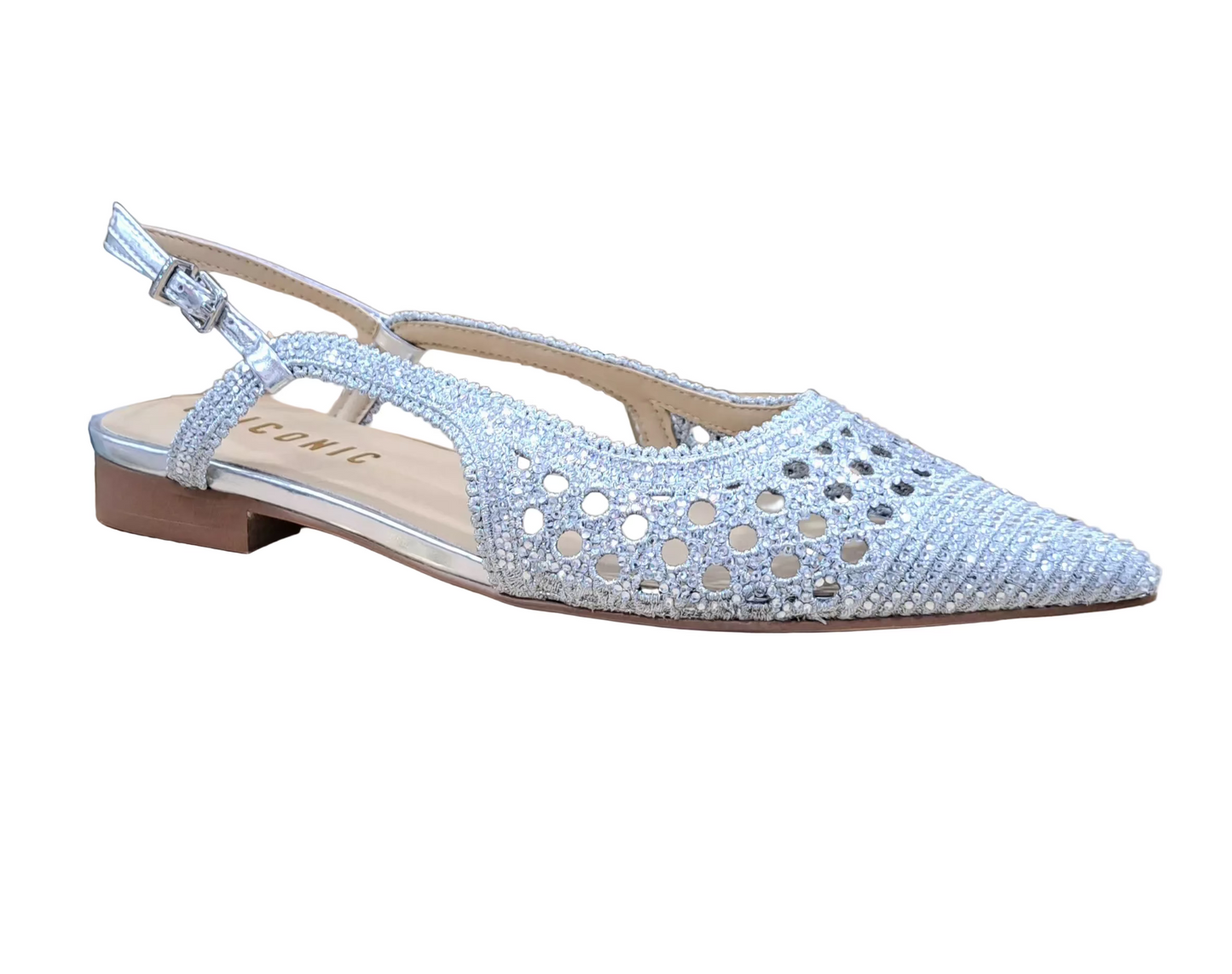 DECOLLETE' TRAFORATO SLINGBACK UMA PARKER STRASS CHICONIC SILVER
