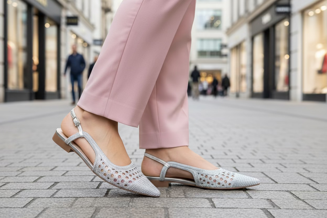 DECOLLETE' TRAFORATO SLINGBACK UMA PARKER STRASS CHICONIC SILVER