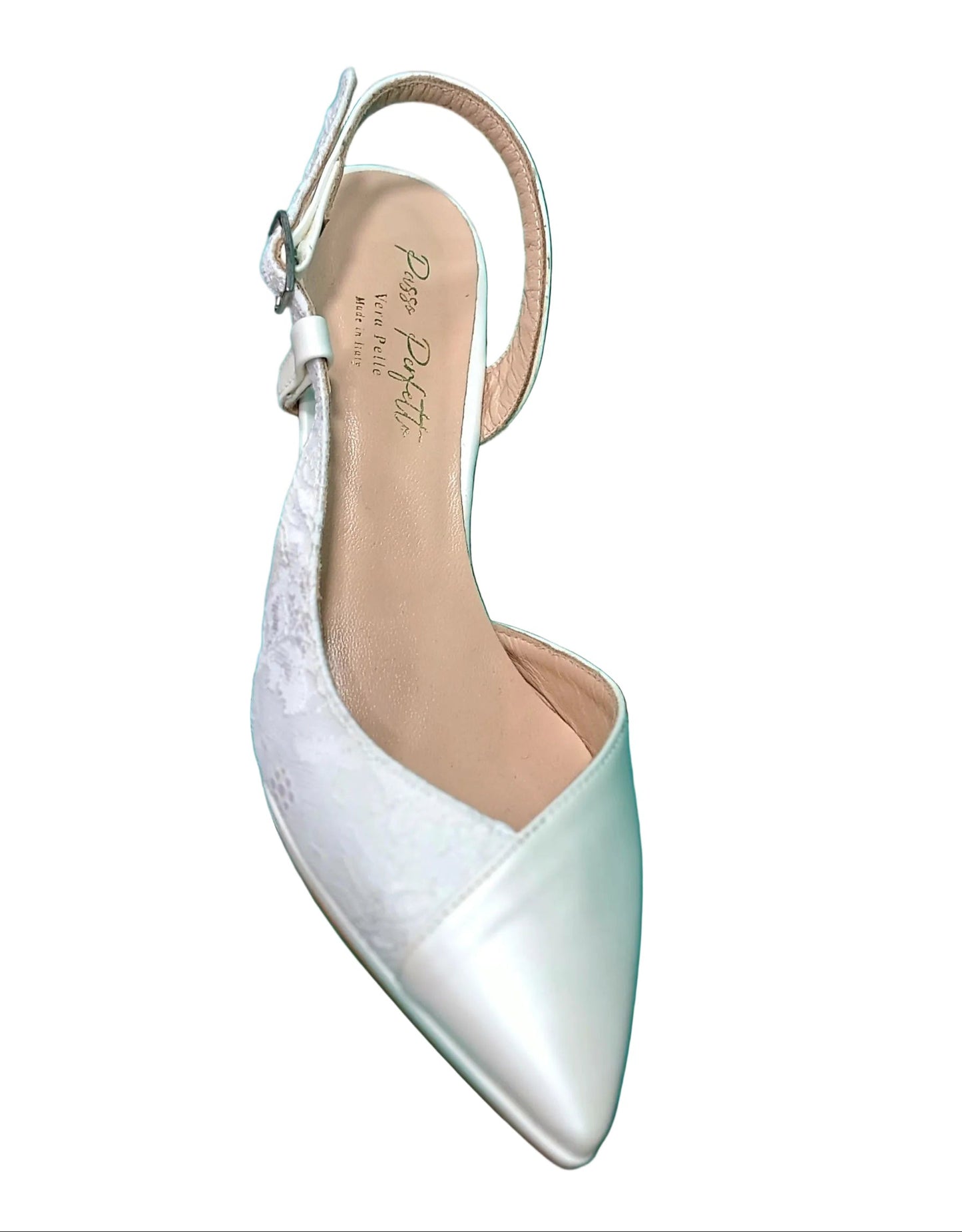 DECOLLETE' SLINGBACK PIZZO PLATEAU BIANCO E AVORIO