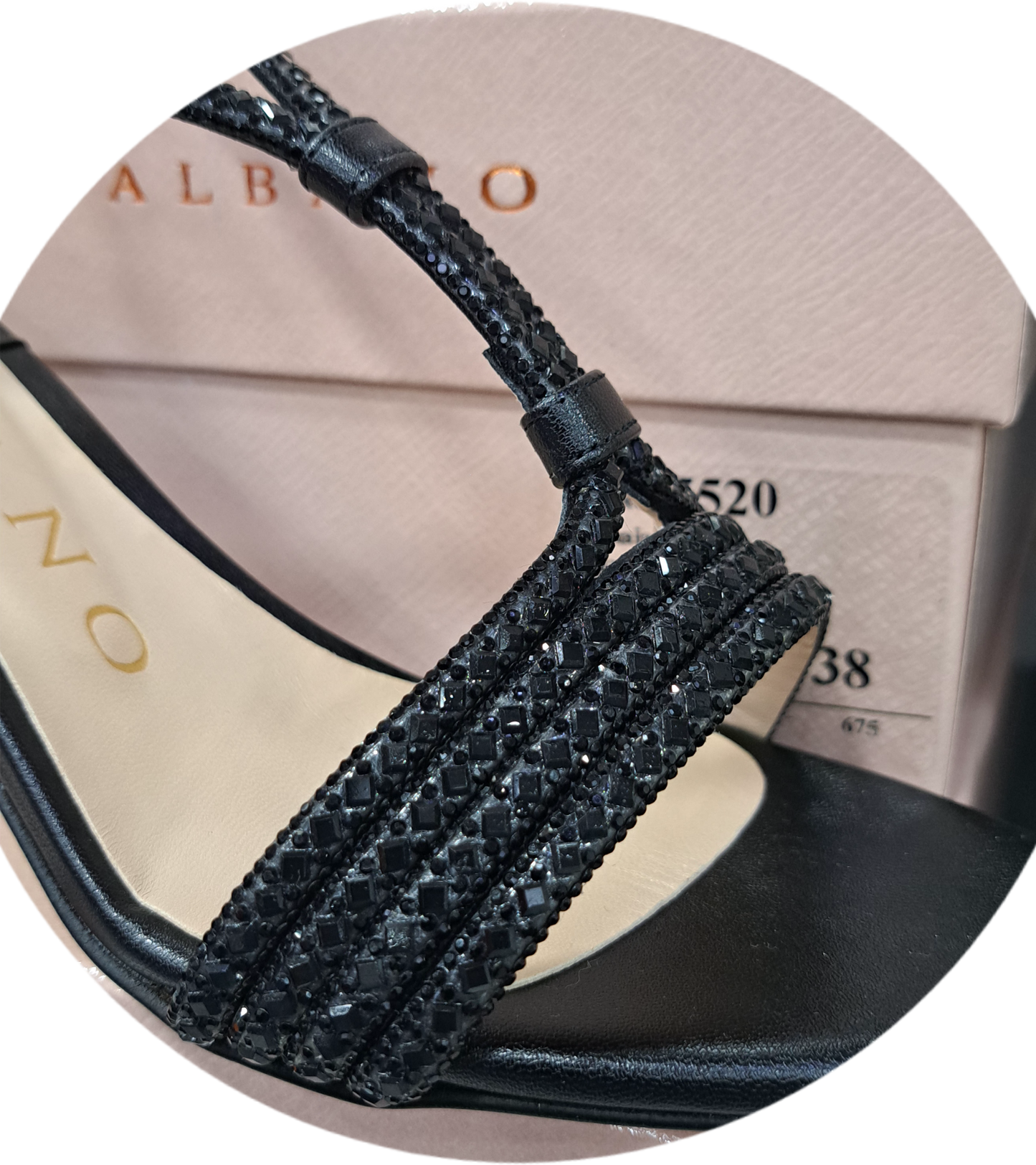 SANDALI GLITTER ALBANO NERI
