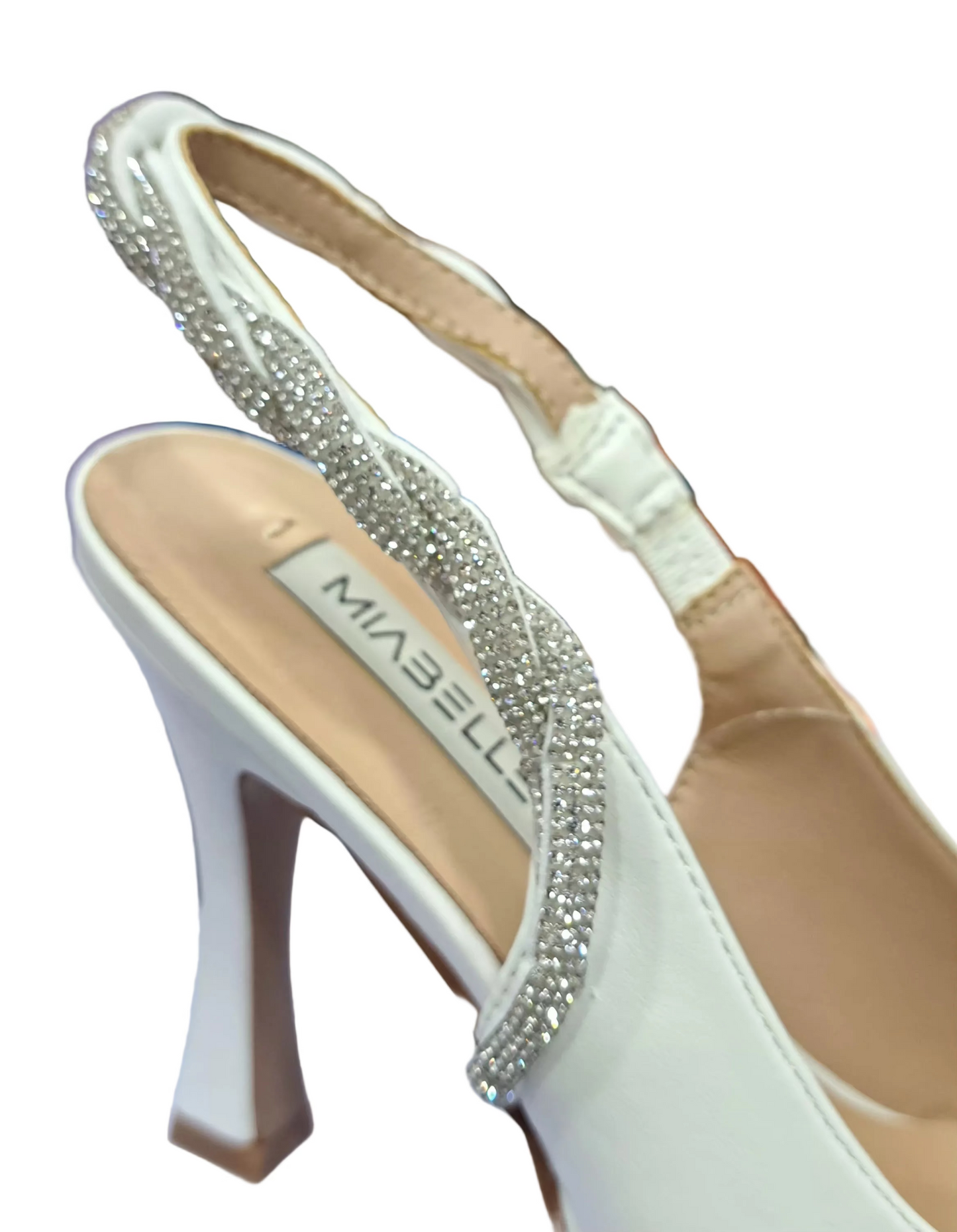 DECOLLETE' MIABELLE SLINGBACK PLATEAU STRASS BIANCO
