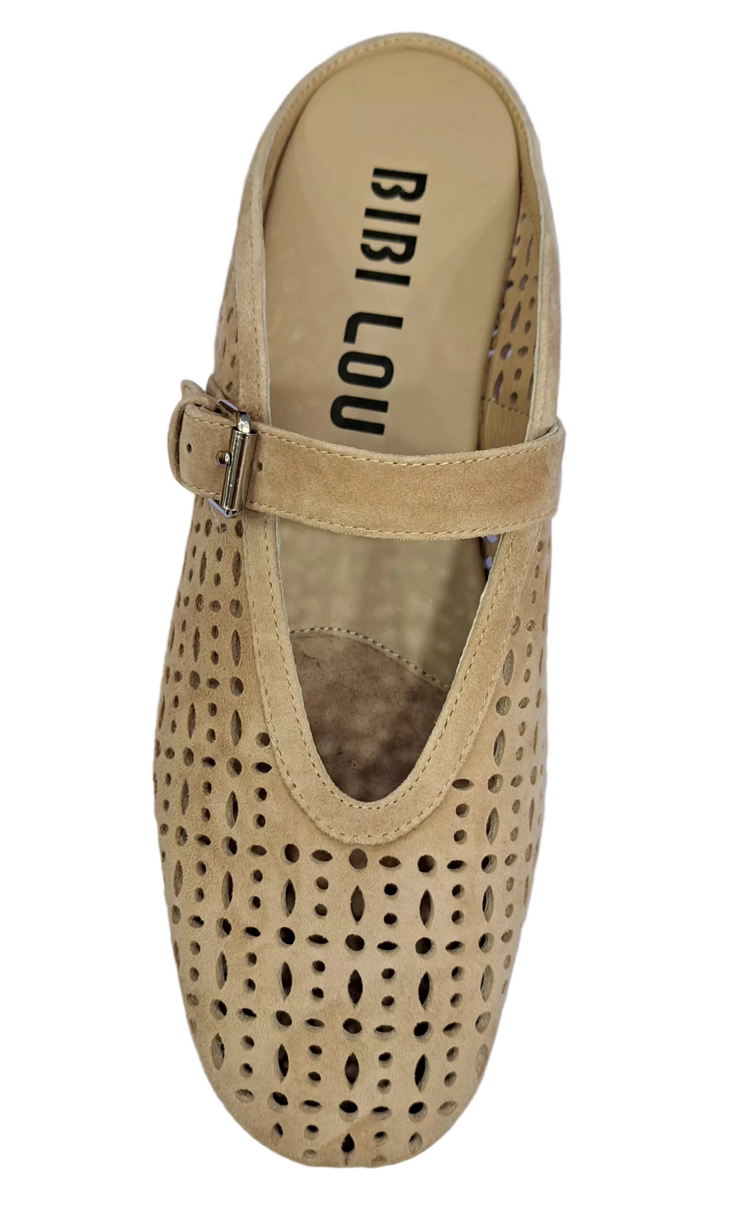 DECOLLETE' PELLE SCAMOSCIATA BIBI LOU MIA FLAT BEIGE