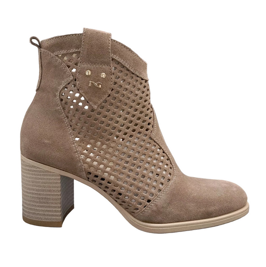 STIVALETTI PELLE SCAMOSCIATA NEROGIARDINI TRAFORATO MOU